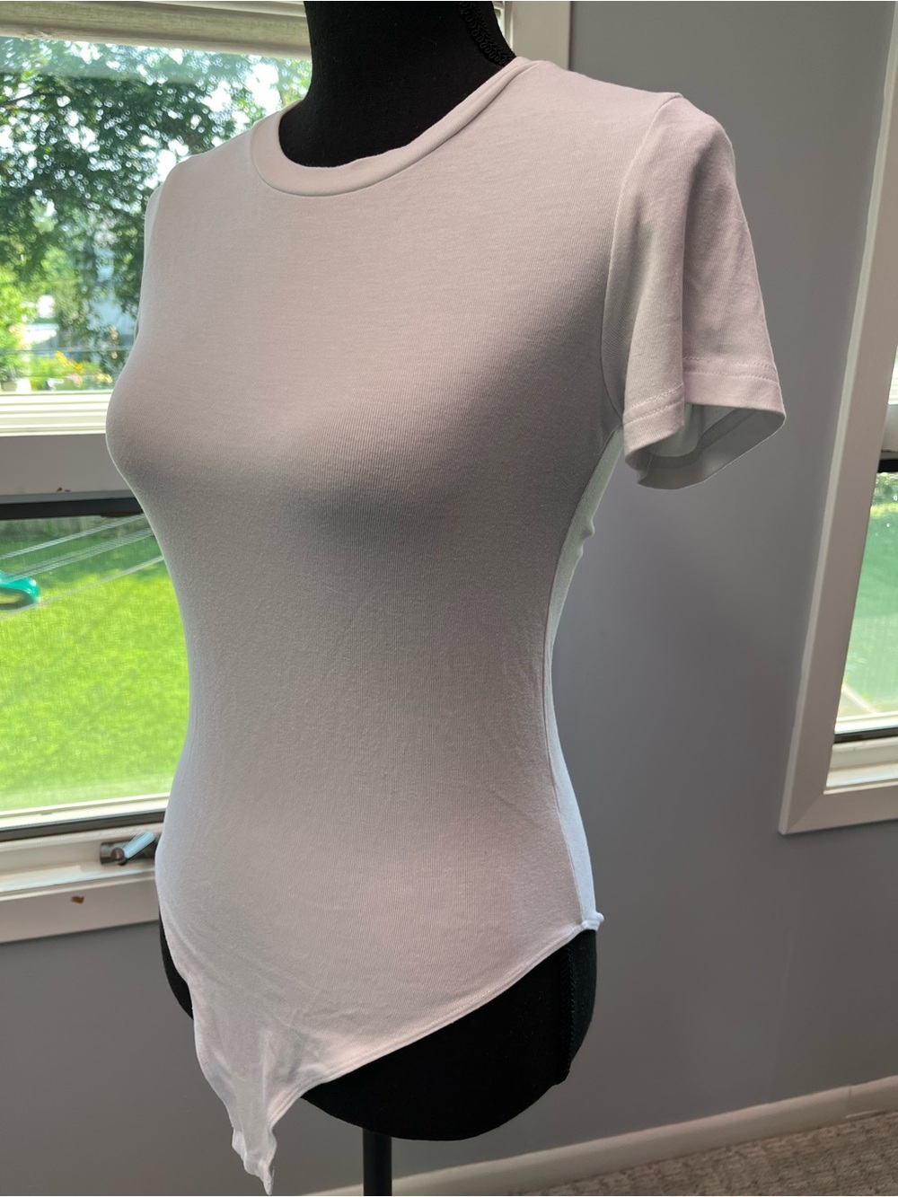 Mangopop White Short-Sleeve Crewneck Bodysuit